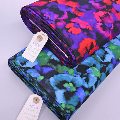 LENZING™ ECOVERO™ Viscose - Black and Blue - Blurred Pansy