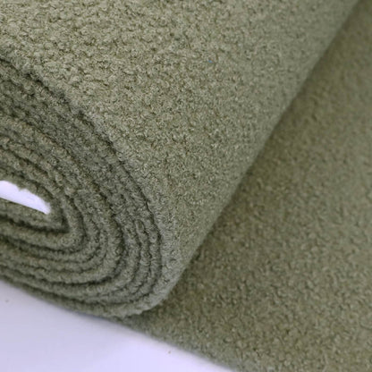 100% Microfibre Polyester Moss Green Boucle Fabric