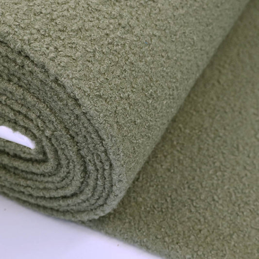100% Microfibre Polyester Moss Green Boucle Fabric