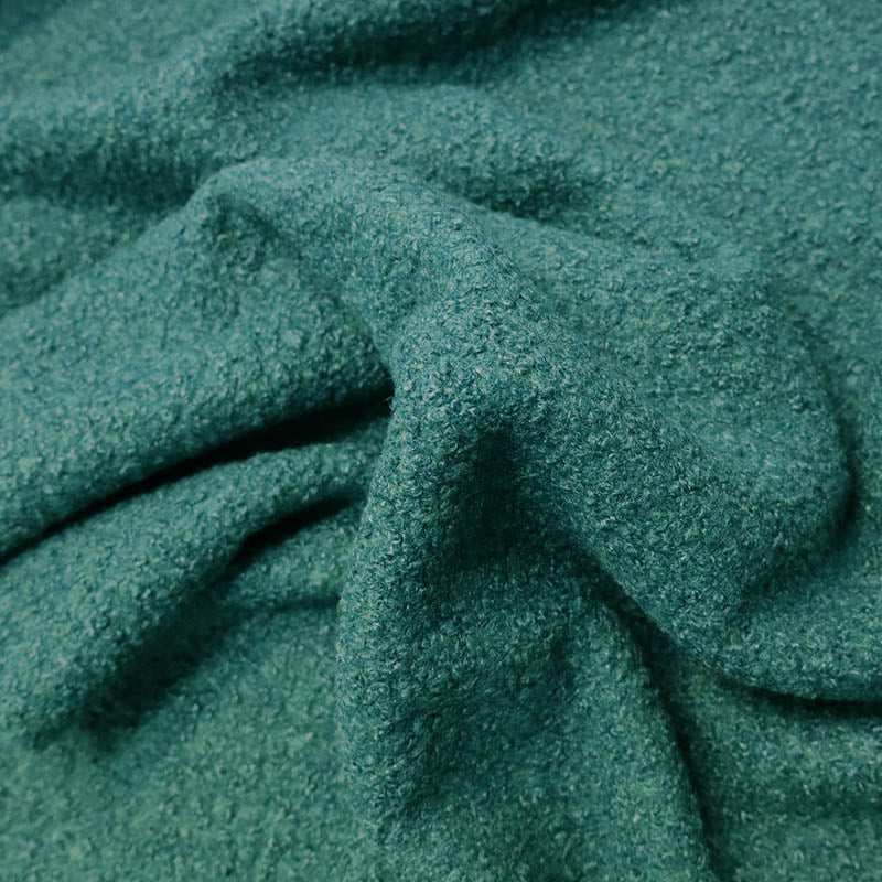 100% Polyester Dark Green Bouclé Dressmaking Fabric
