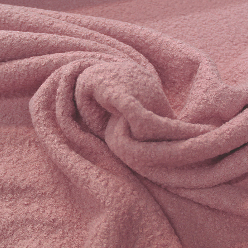 100% Polyester Rose Pink Bouclé Fabric