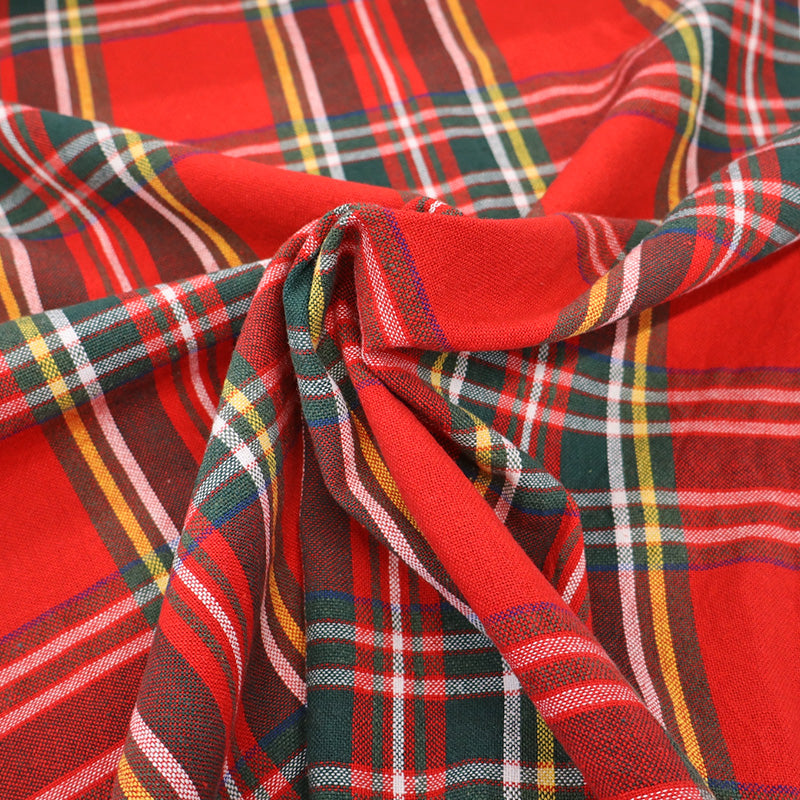 Rustic Woven Cotton - Bright Red and Green Tartan