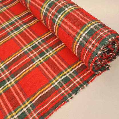 Rustic Woven Cotton - Bright Red and Green Tartan