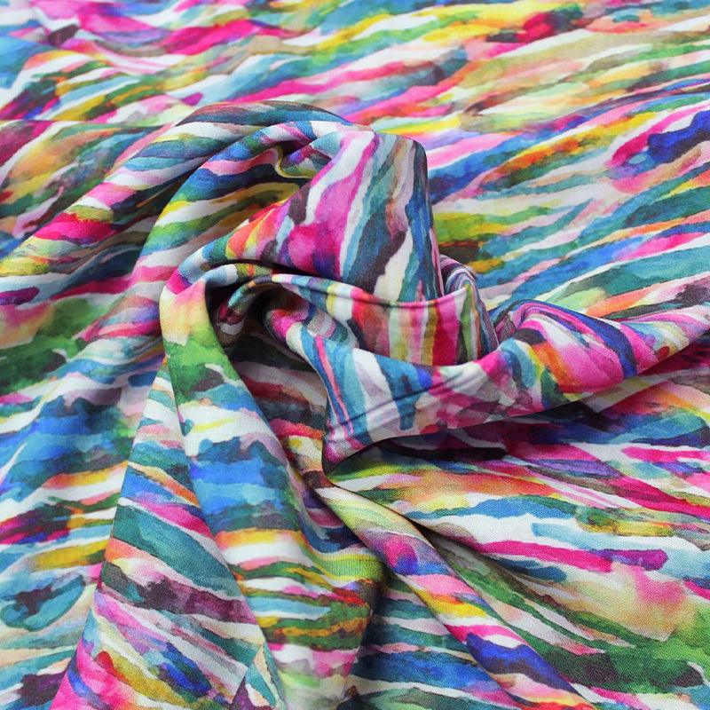 100% Viscose Multicoloured Viscose Watercolour Print Fabric