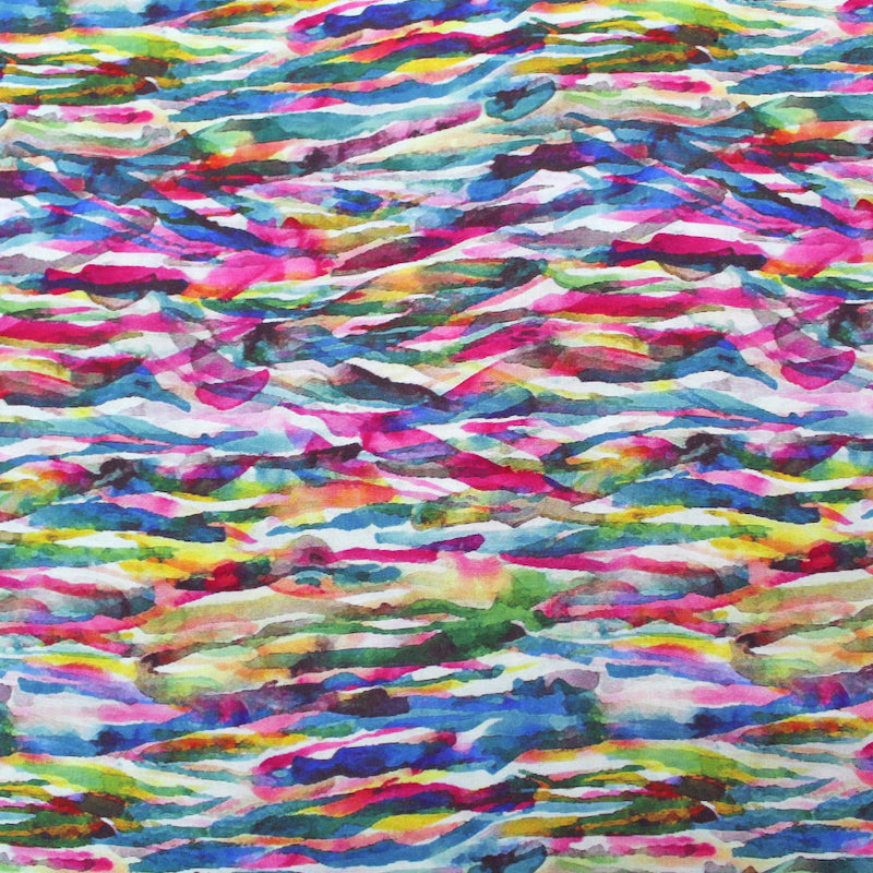 100% Viscose Multicoloured Viscose Watercolour Print Fabric