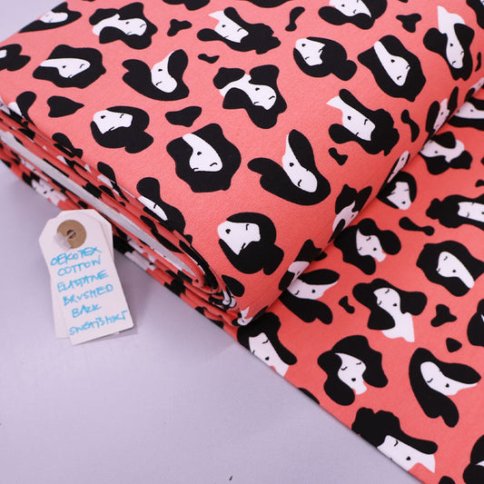 95% Cotton 5% Elastane Peach Printed Sweatshirt Fabric