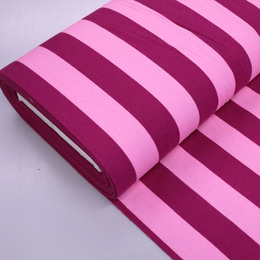 100% Cotton Brushed Cotton Striped Fabric - Pink