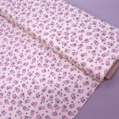Brushed Cotton - CREAM - Pink Kittens