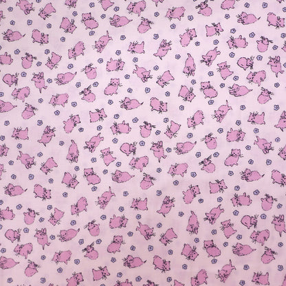 Brushed Cotton - CREAM - Pink Kittens
