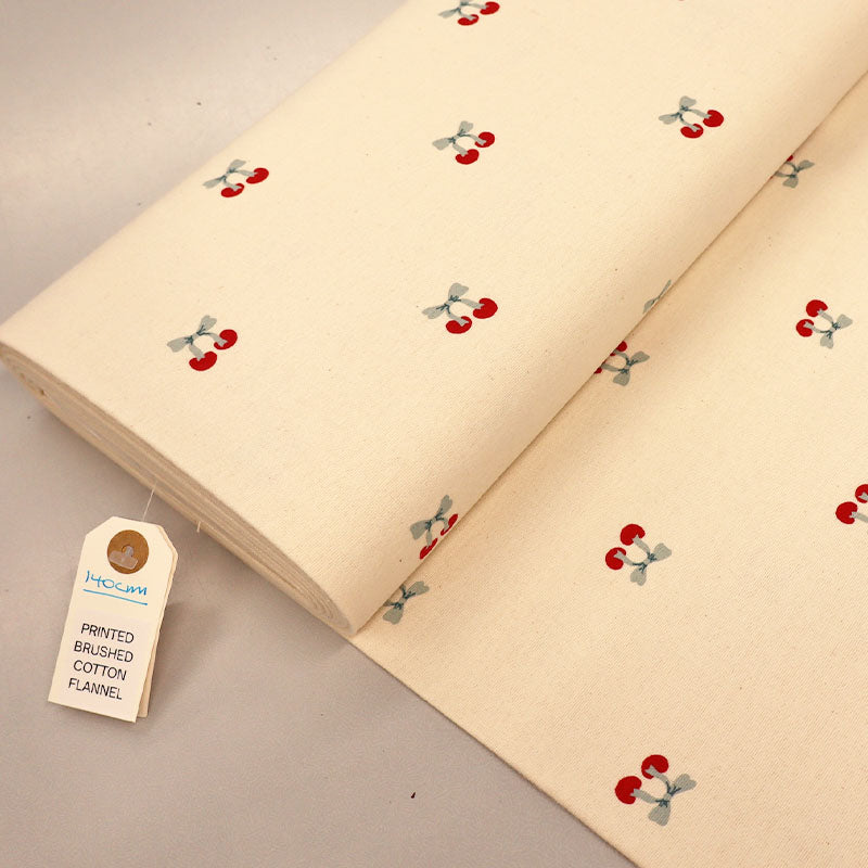 Brushed Cotton - Cream - Cherries