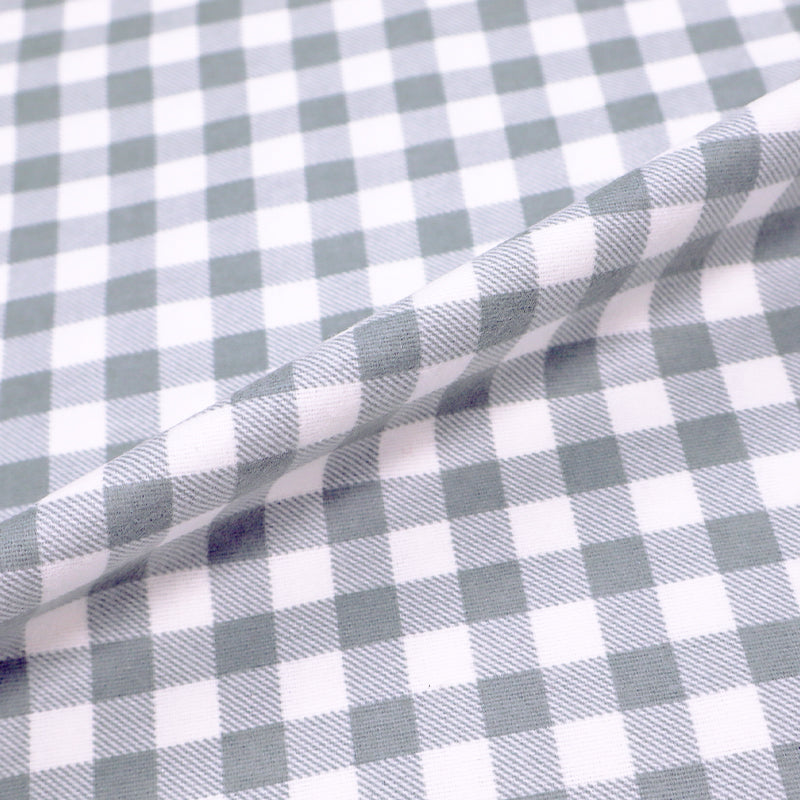 100% Cotton Grey Brushed Cotton Gingham Fabric