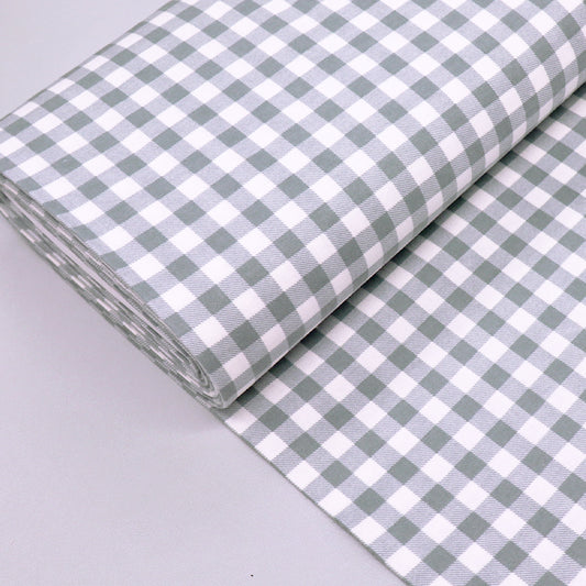 100% Cotton Grey Brushed Cotton Gingham Fabric