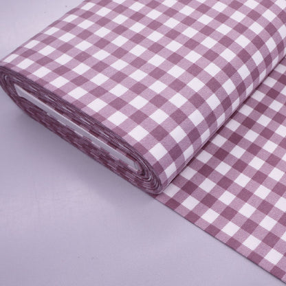 100% Cotton Mauve Brushed Cotton Gingham Fabric