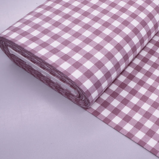 100% Cotton Mauve Brushed Cotton Gingham Fabric