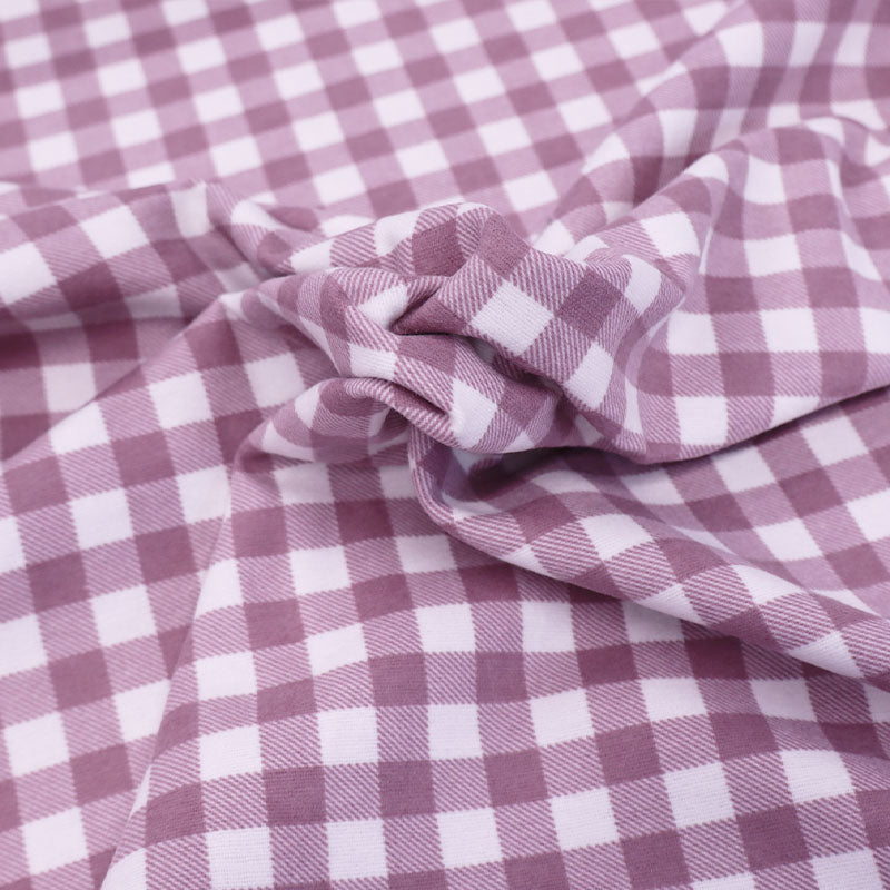 100% Cotton Mauve Brushed Cotton Gingham Fabric