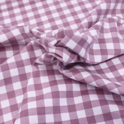 100% Cotton Mauve Brushed Cotton Gingham Fabric