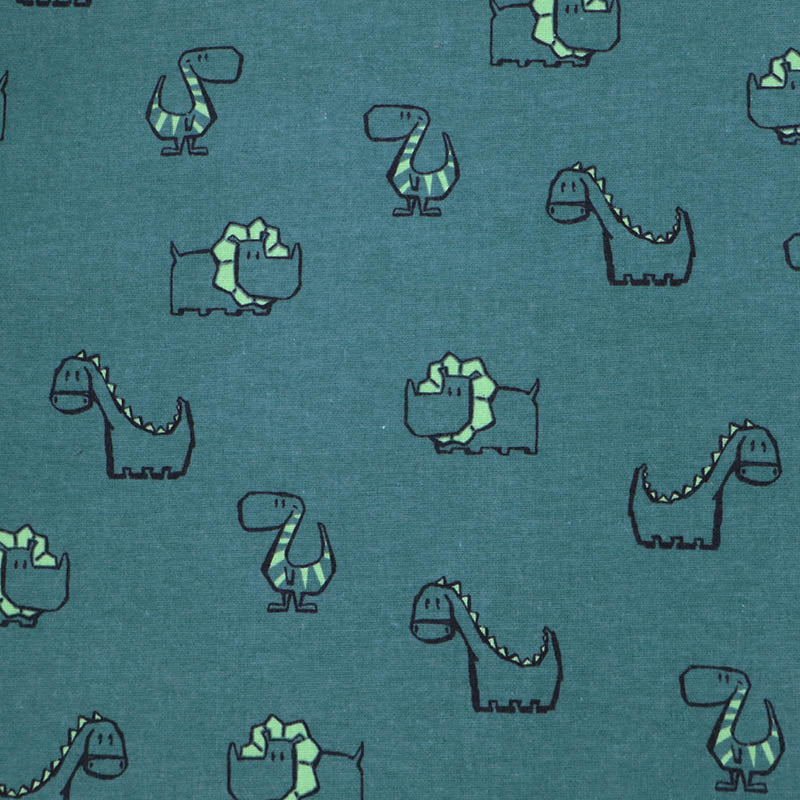 100% Cotton Brushed Cotton fabric - Green Dinosaur Print