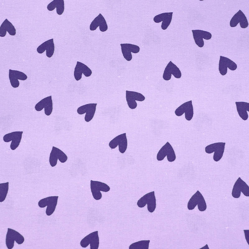 100% Cotton Brushed Cotton Fabric - Lilac Heart Print