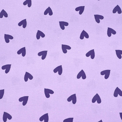 100% Cotton Brushed Cotton Fabric - Lilac Heart Print