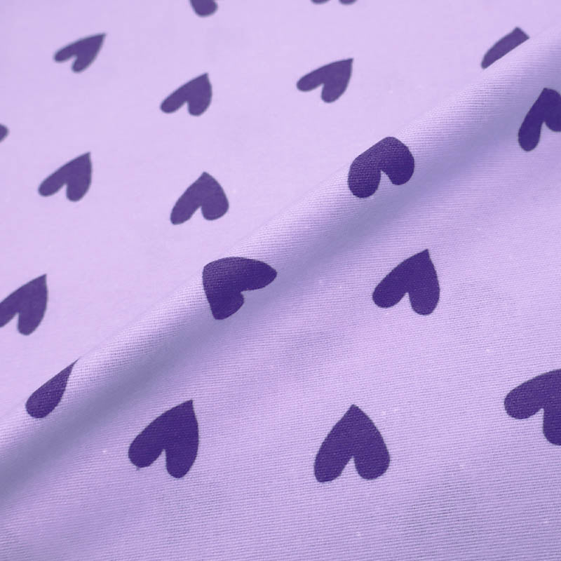 100% Cotton Brushed Cotton Fabric - Lilac Heart Print