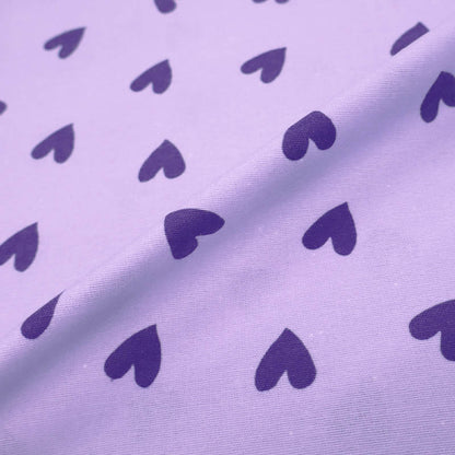 100% Cotton Brushed Cotton Fabric - Lilac Heart Print