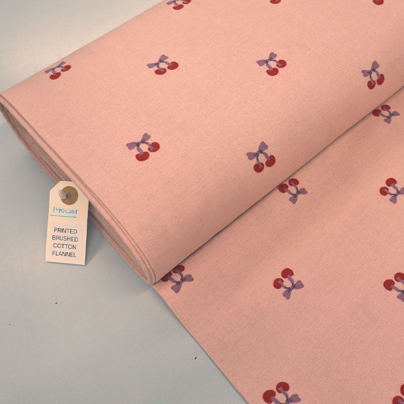 Brushed Cotton - Muted Pink - Cherries
