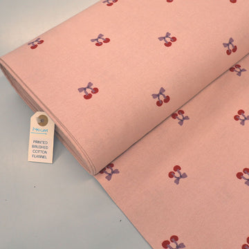 Brushed Cotton - Muted Pink - Cherries