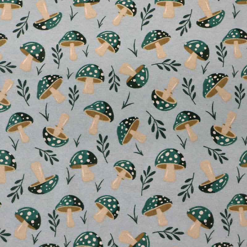 Brushed Cotton - Pale Blue - Turquoise Toadstools