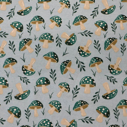 Brushed Cotton - Pale Blue - Turquoise Toadstools