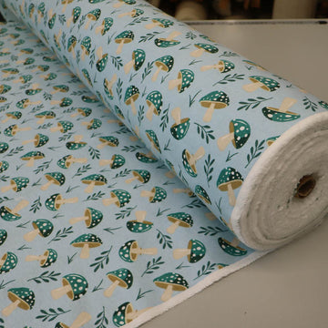 Brushed Cotton - Pale Blue - Turquoise Toadstools