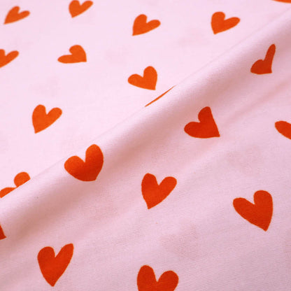 100% Cotton Brushed Cotton Fabric - Pale Pink Heart Print