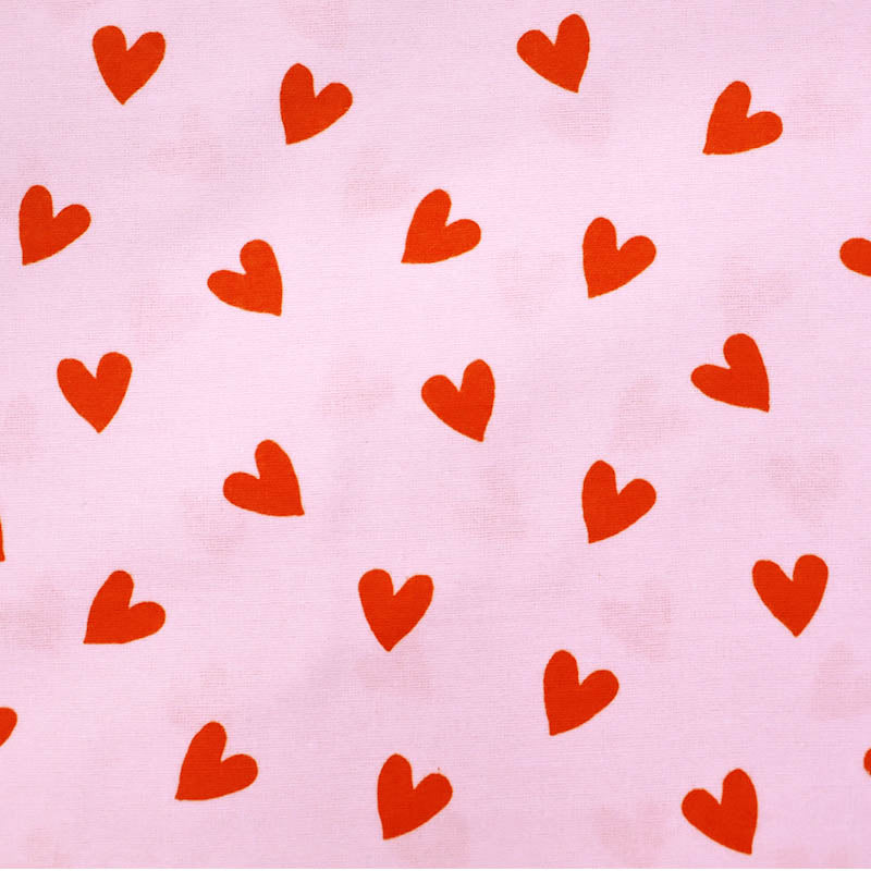 100% Cotton Brushed Cotton Fabric - Pale Pink Heart Print