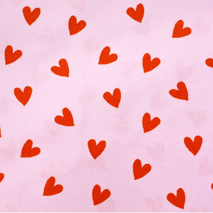 100% Cotton Brushed Cotton Fabric - Pale Pink Heart Print