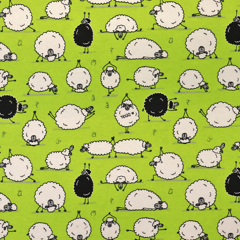 Brushed Cotton - Sheep - Green - Cardigan