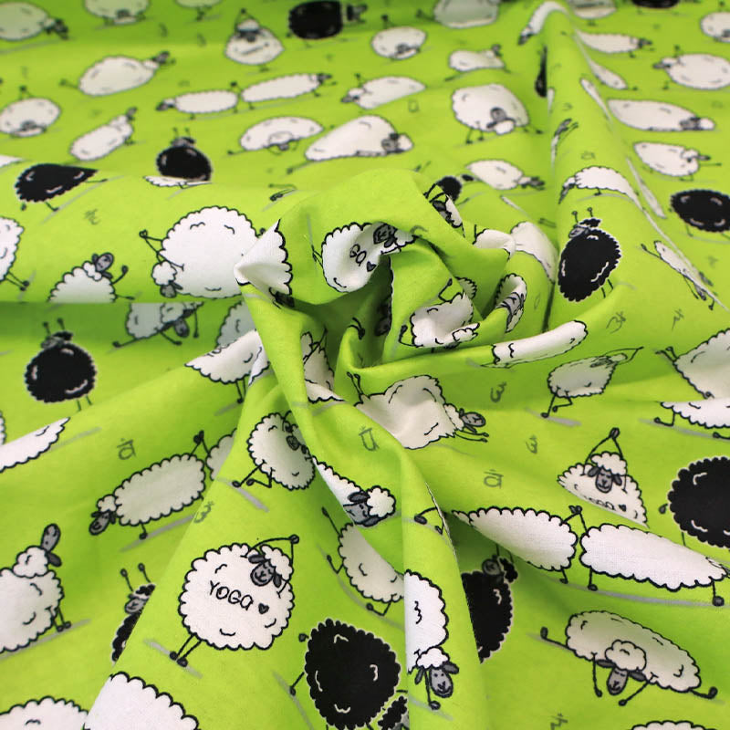 Brushed Cotton - Sheep - Green - Cardigan