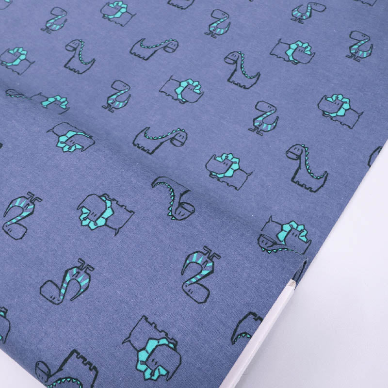 100% Cotton Brushed Cotton Fabric - Blue Dinosaur Print
