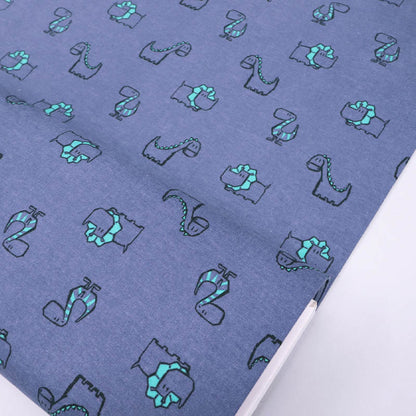 100% Cotton Brushed Cotton Fabric - Blue Dinosaur Print