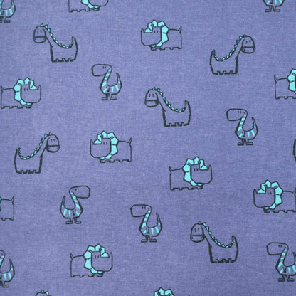 100% Cotton Brushed Cotton Fabric - Blue Dinosaur Print