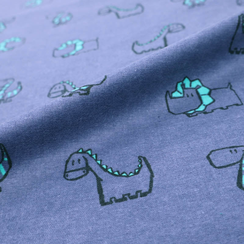 100% Cotton Brushed Cotton Fabric - Blue Dinosaur Print
