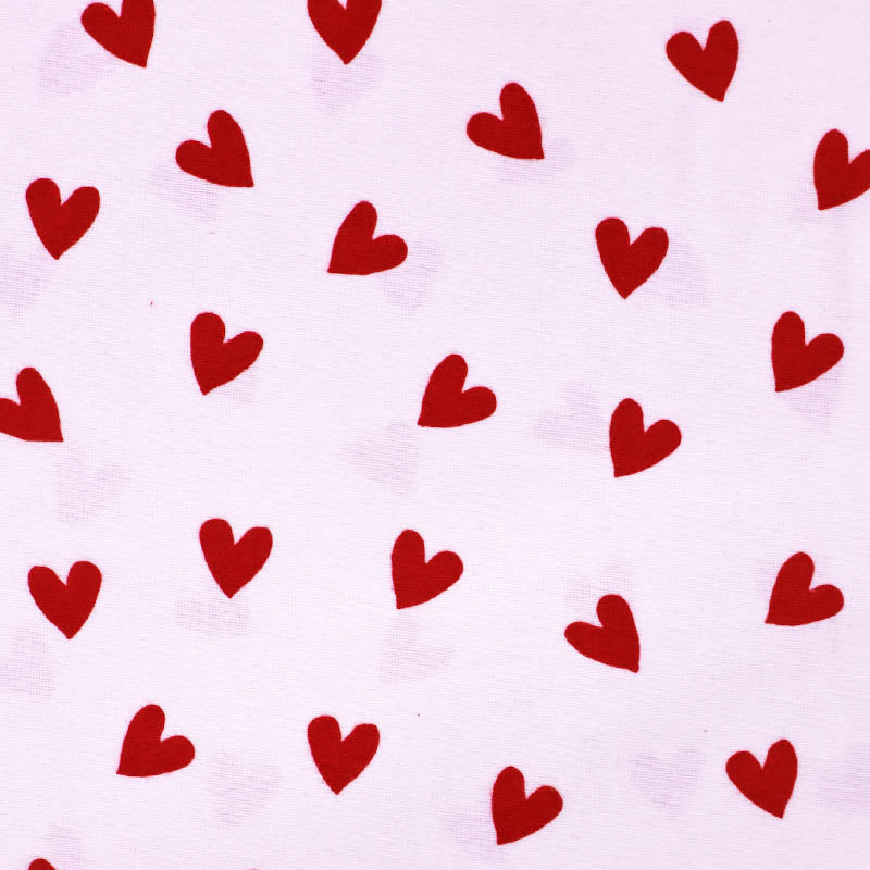 100% Cotton White Brushed Cotton Fabric - Red Heart Print