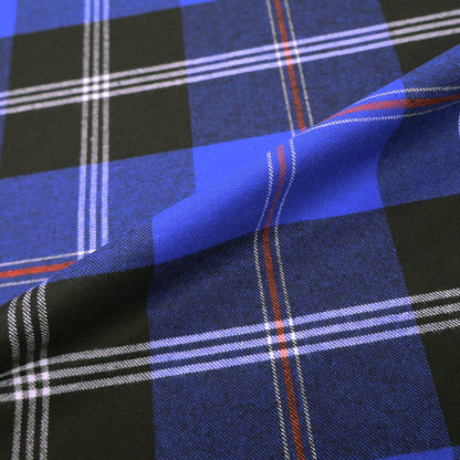 100% Cotton Brushed Cotton Check Fabric - Black and Blue