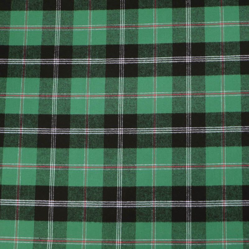 100% Cotton Brushed Cotton Check Fabric - Green and Black