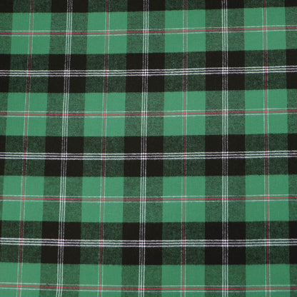 100% Cotton Brushed Cotton Check Fabric - Green and Black