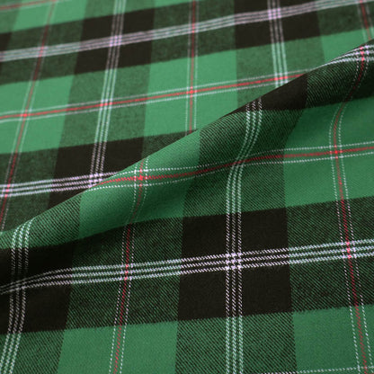 100% Cotton Brushed Cotton Check Fabric - Green and Black