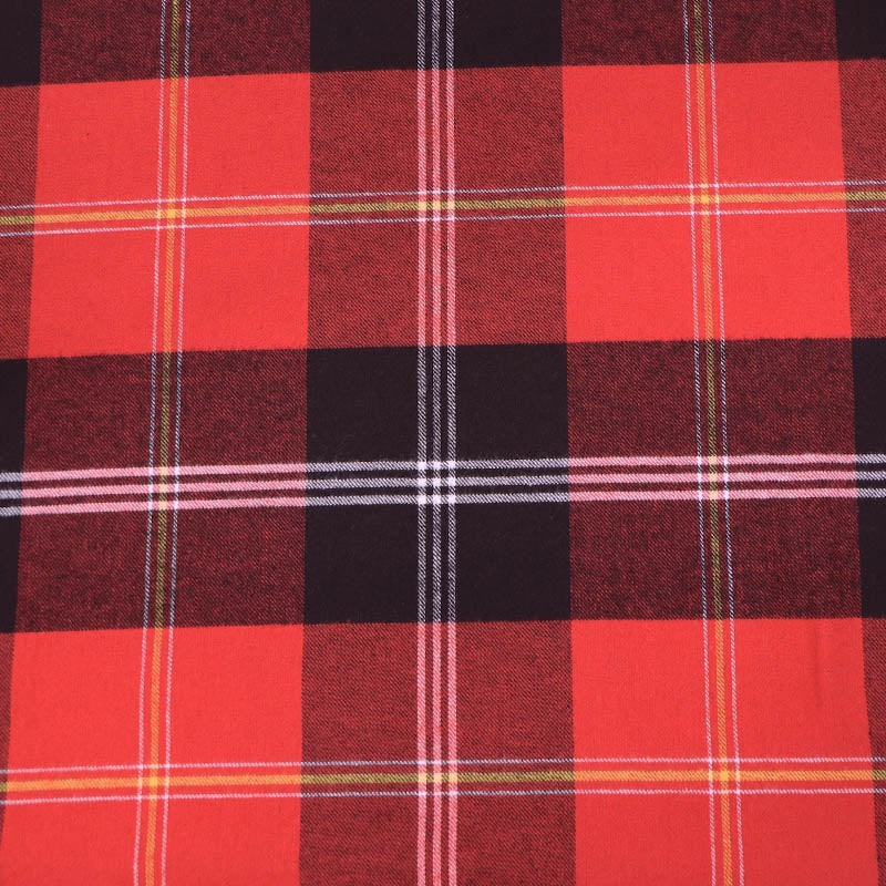 100% Cotton Brushed Cotton Check Fabric - Black and Red