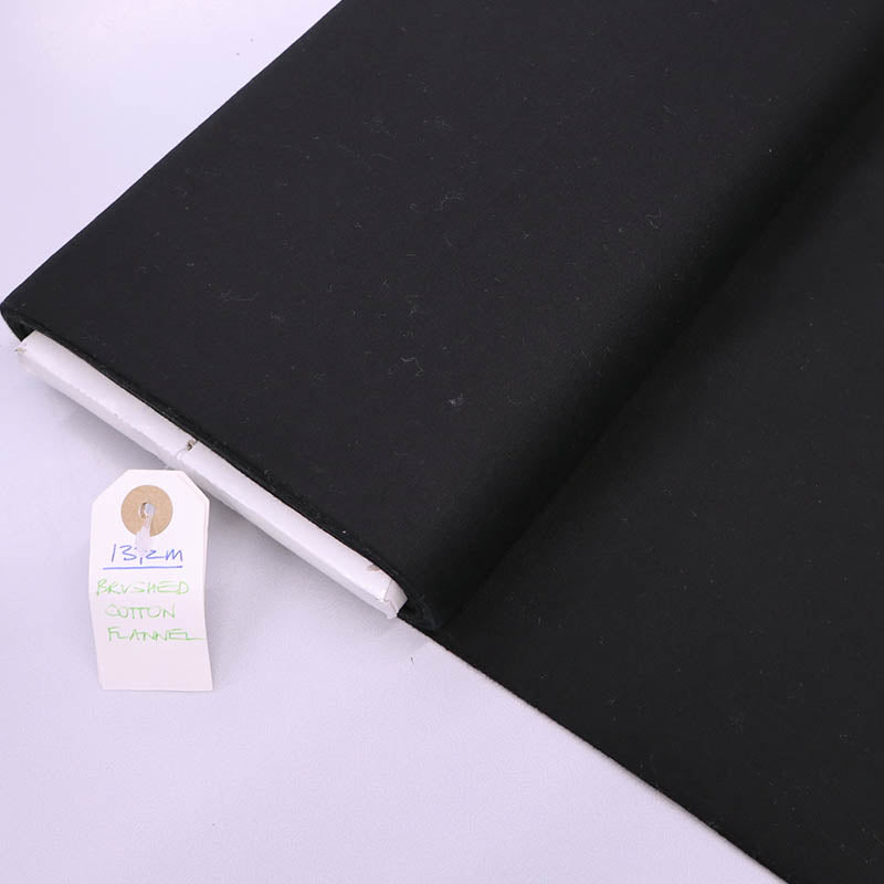 100% Cotton Brushed Cotton Flannel Fabric - Plain Black