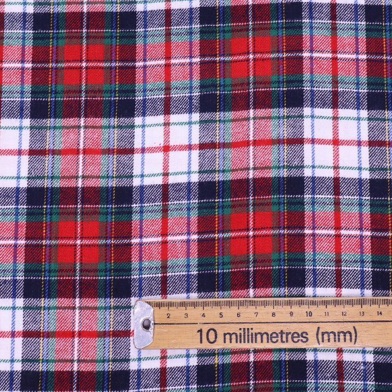 100% Cotton Brushed Cotton Flannel Fabric - Red and White Check