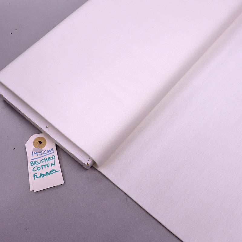 100% Cotton Brushed Cotton Flannel Fabric - White