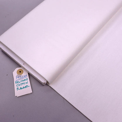 100% Cotton Brushed Cotton Flannel Fabric - White