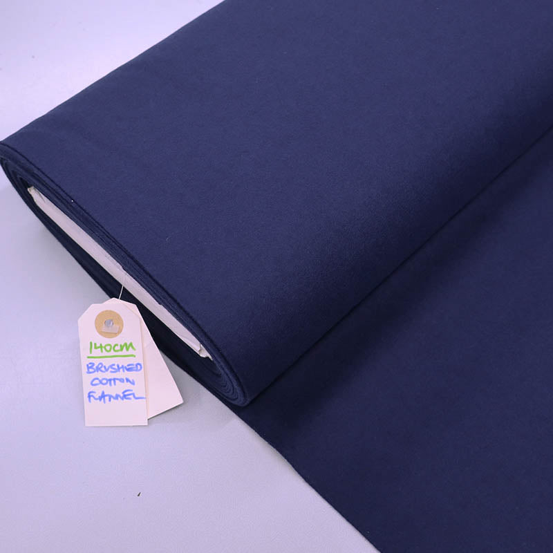 100% Cotton Brushed Cotton Flannel Fabric - Navy Blue